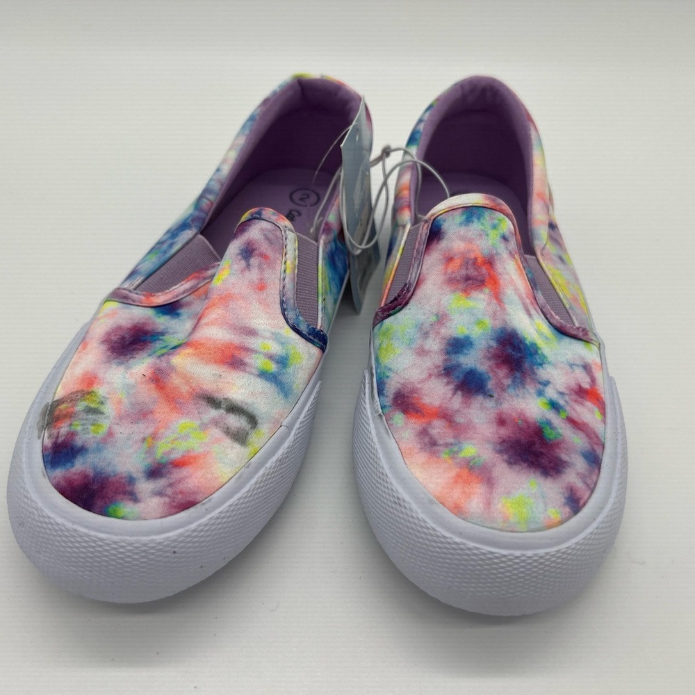 Cat & Jack Girls' Sariah Twin Gore Slip-On Apparel Sneakers Blue/Purple Sz 2